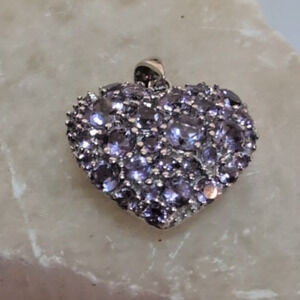Brighton Swarovski VTG 925 heart purple crystals heart pendant 2 cm at widest